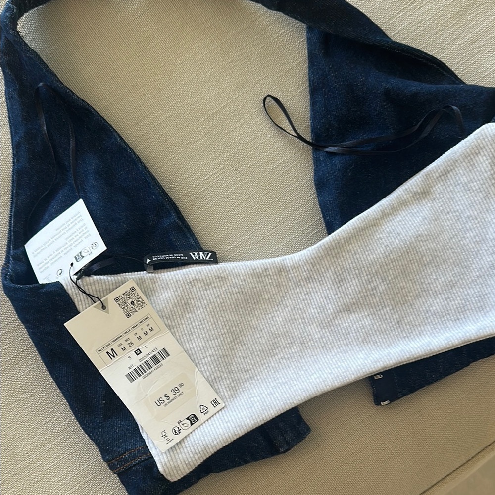 Zara Cream Ribbed Top - Picture 4 of 4